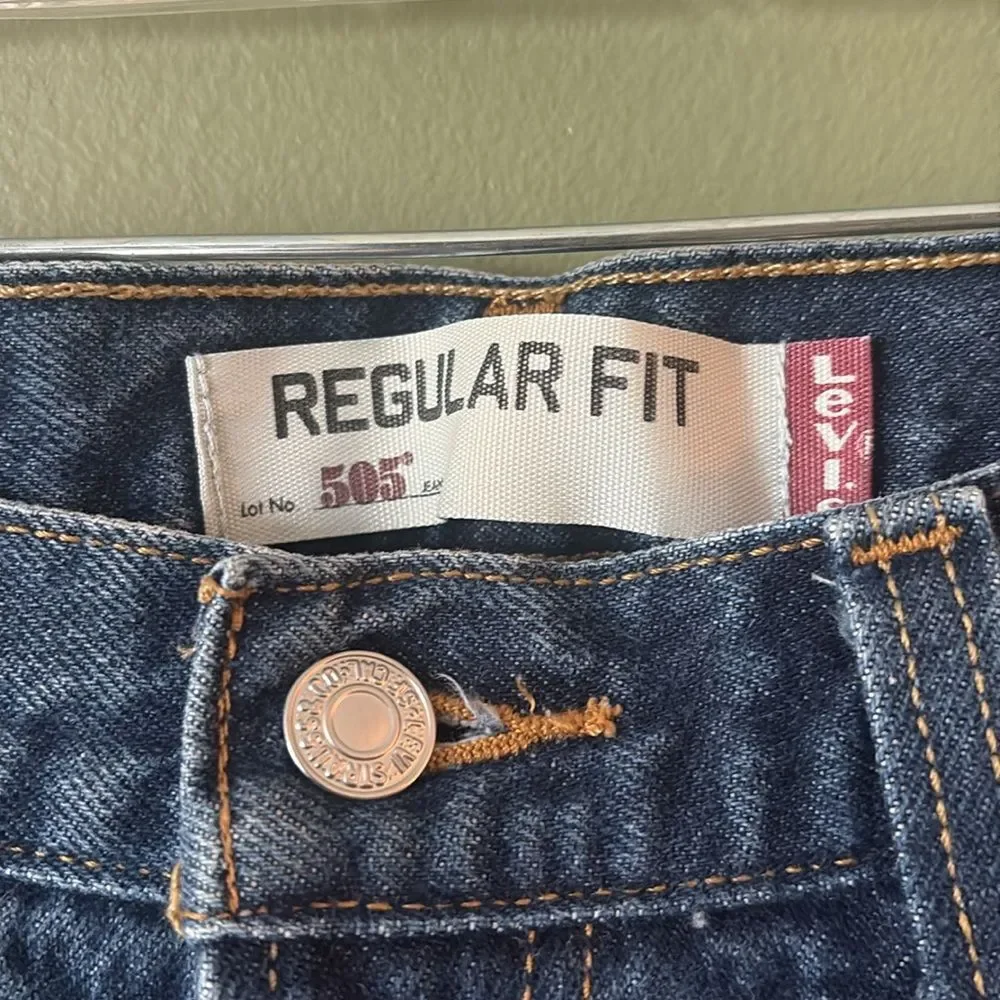 Levi's 505 Men's Rigid Dark Blue Wash Denim Jeans Relaxed Fit Sz W34 L30